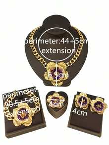 5入組高端優雅奢華禮物項鍊和耳環套裝,適用於聖誕節,感恩節,西式婚禮,周年紀念,慶祝珠寶裝飾