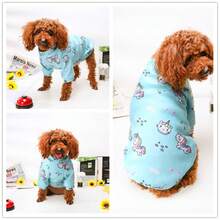 Fashionable Cartoon Printed Plush Warm Hoodie Two Legs Dog Clothes For Small Dog Breeds Like Teddy, Poodle - Blue - View 12