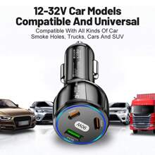 車載快速充電器,90w C 型車載充電器汽車配件,汽車配件點煙器 Usb 車載充電器兼容 Iphone 15 14/13/12/mini/pro/pro Max - 彩色 - 查看 6