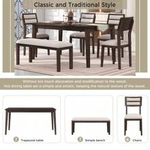 Nestfair Classic Style 6 - Piece Dining Set with 4 Upholstered Chairs and Bench