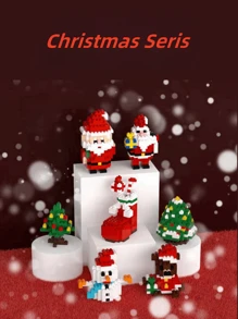 1set Abs Christmas Toy Building Blocks, Santa Claus Stacking Toys, Christmas Holiday Gift Set, Christmas Gift, Christmas Decor Block Toy, Christmas Tree Room Decoration - Multicolor - View 1