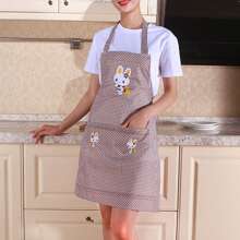 1pc Cute Cartoon Rabbit Kitchen Apron For Adults And Kids, Waterproof And Easy To Clean Home Cleaning Tools - Purple - View 5