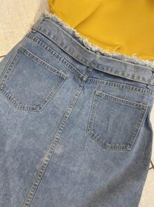 Women Denim Shorts - Rửa nhẹ - Xem 6