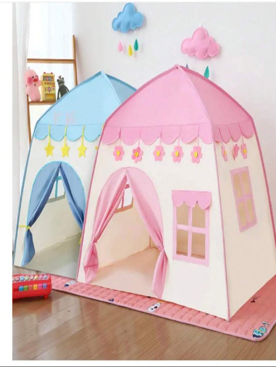 Castle Princess House Buildable Tent Girls Portable Princess Tent Indoor Outdoor Gift For Girl Toy For Girls House Garden - Pink - View 1