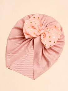 1pc Cute Textured Infant Bow Headband Hat, Suitable For Spring/Summer - Dusty Pink - View 8