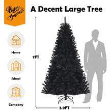 Costway 7ft Pre-lit PVC Christmas Tree Black w/ 500 Purple LED Lights - Black - View 4
