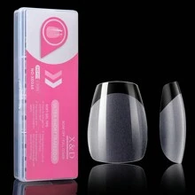 短棺形軟凝膠美甲貼片,240pcs預打磨全覆蓋形狀美甲貼片,半霧面凝膠假指甲貼片(短梯形) - 無色 - 查看 1