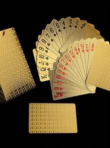 1 套扑克牌，酷炫的黑色铝箔扑克牌，防水扑克牌和灵活的扑克牌，带盒子，非常适合派对、游戏、花式玩牌、魔术牌发牌人、魔术牌、台球杆