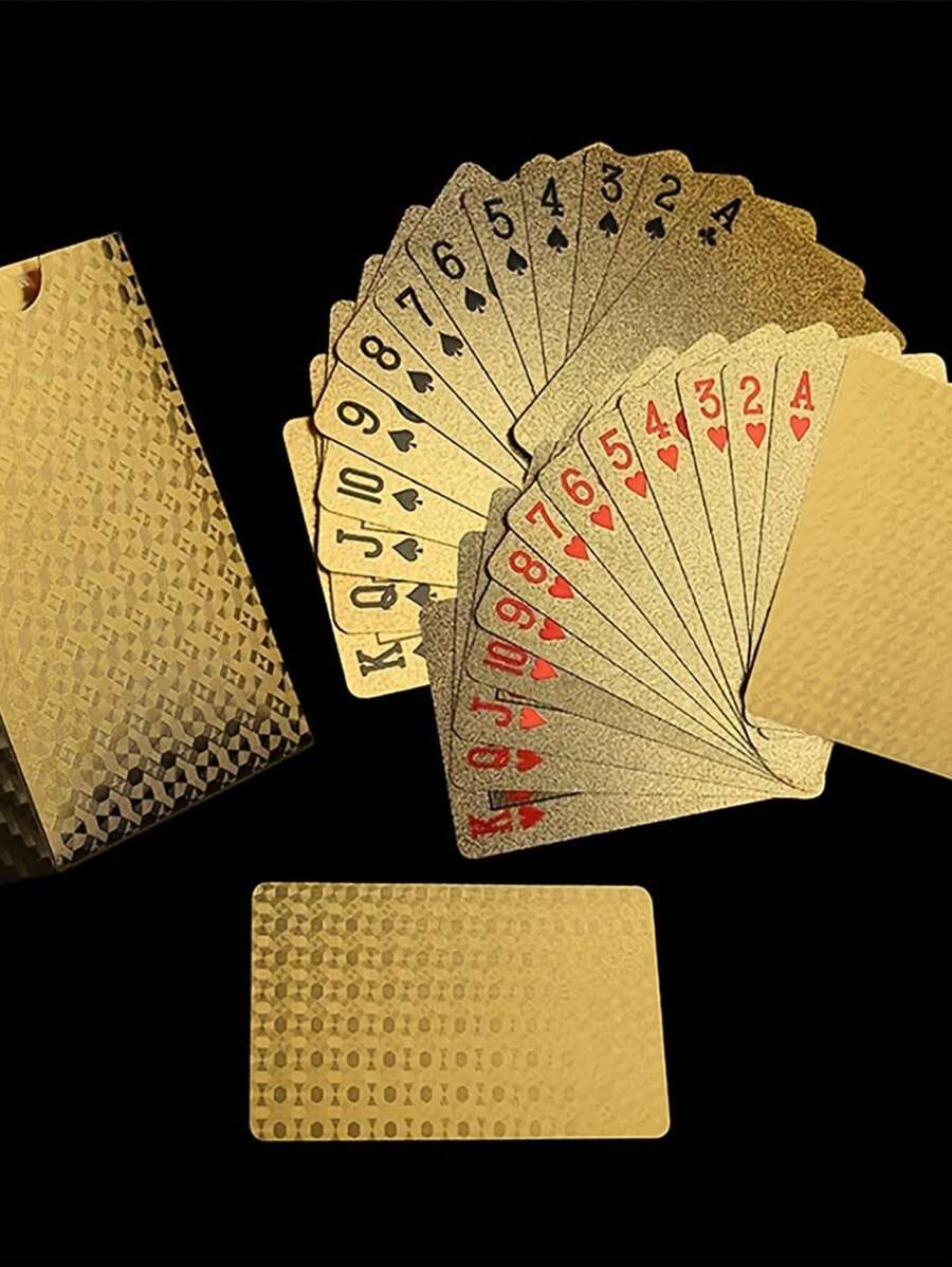 1 套扑克牌，酷炫的黑色铝箔扑克牌，防水扑克牌和灵活的扑克牌，带盒子，非常适合派对、游戏、花式玩牌、魔术牌发牌人、魔术牌、台球杆