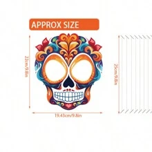 1 unidades de máscaras del Día de los Muertos, multicolor problema aleatorio， máscaras de calavera del día de los muertos, máscara mexicana de Halloween, máscara del día de los muertos, para suministros de fiesta de cráneo, accesorios de disfraz de cara, 6 estilos - Blanco - Ver 5