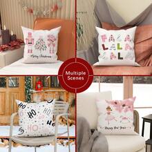 1個聖誕芭蕾粉色抱枕套,聖誕卡通少女抱枕套,天鵝絨裝飾靠墊套45 X 45cm / 18" X 18",適用於聖誕派對客廳臥室沙發床裝飾禮物