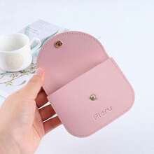 可愛方形女用 Pu 皮革零錢包手拿包商務皮夾包卡包小皮夾女皮夾皮夾 - 粉色 - 查看 4