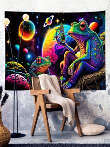 1pc Uv-Resistant Frog And Celestial Print Indoor Tapestry, Flag For Room, Room Decor, Tapestry, Wall Decor, Wall Art ,Room Stuffs, Flags For Room, Home Decor - Multicolor - View 2