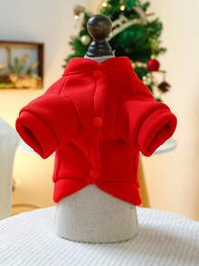 1pc Christmas Two-legged Jumpsuit Sweater With Bells For Pet Dogs And Cats Clothing Apparel - Reindeer - Red - View 3