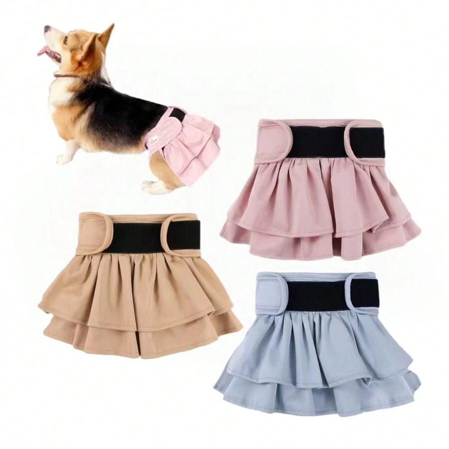 3pcs Reusable Female Dog Dress Diapers, Water-Resistant Dog Diaper, Absorbent & Leak-Free Washable Dog Panties Diaper Skirt For Dogs In Heat, Period, Incontinence, Or Excitable Urination