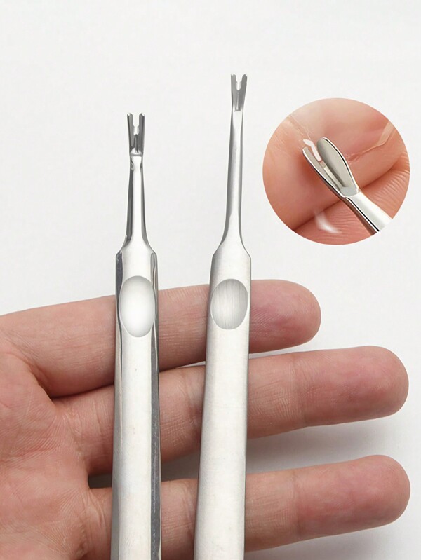 1 Pc Professional Silver Stainless Steel Finger Cuticle Cleaner Fork Pusher Nail Art Tools Manicure Pedicure Tools Dead Skin Remover Callus Removal Tools For Unisex Adult,Nail Supplies,Nail Tools,Nail Art Tools,Back To School,Nails,Nail Tools For Press On Nails,Manicure Pedicure Tools