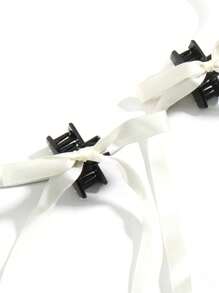 2pcs/Set Ladies' Bow Long Ribbon Hair Clips, Suitable For Daily Use Cute Valentine's Day Valentines Hair Claws Claw Clips Hair Jaw Clip Hair Clamps Hair Clutch Hair Catcher Clip, Bow Accessories, School Stuff, College Fall Winter Hair Accessories For Women For Vacation Outfits Woman - Multicolor - View 3