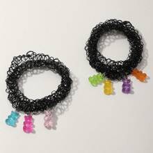 孩子們樹脂酷絨毛熊吊墜項鍊套裝-7入組 - 彩色 - 查看 3