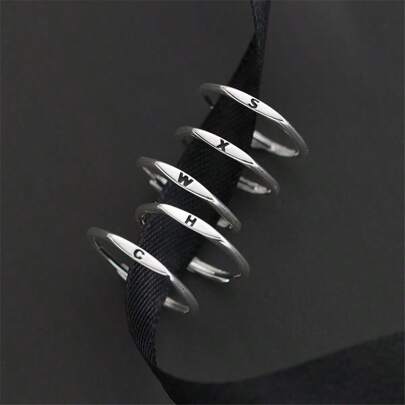 1pc 925 Sterling Silver Ring With 26 Letters, Suitable For Women's Daily Wear