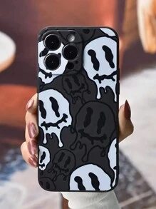 1 Funda Para Teléfono Con Patrón De Emoji En Blanco Y Negro Pintada A Mano Compatible Con Iphone - Multicolor - Ver 4