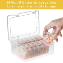 Small Bead Organizers, 15 Pieces Plastic Storage Cases Mini Clear Bead Storage Containers Transparent Boxes with Hinged Lid and Rectangle Clear Craft Supply Case - White - View 2