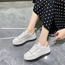 女性時尚pu皮革白色厚底平底鞋,適合運動和休閒穿著,適用於校園女學生