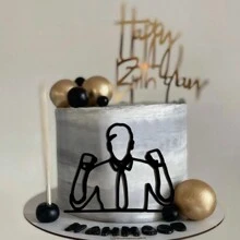 1pc Acrylic Gentleman Collar Cake Topper - Black - View 1