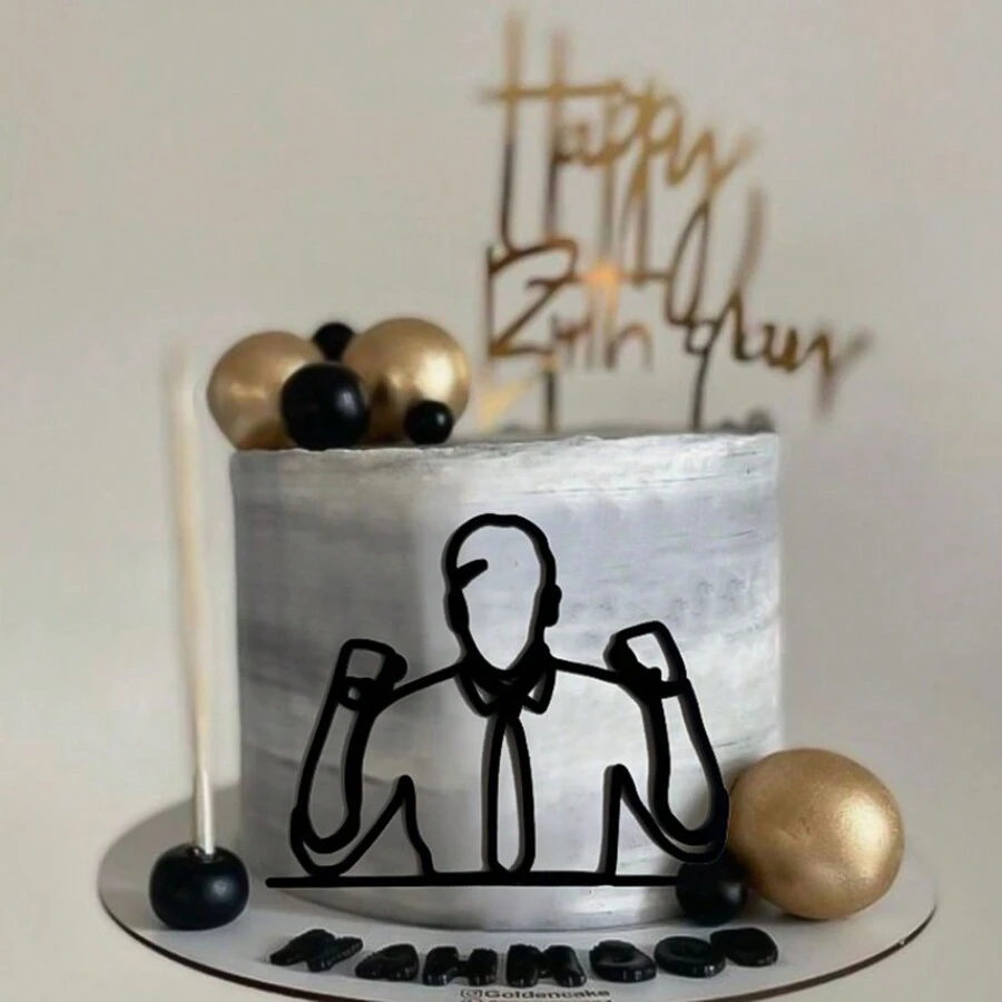 1pc Acrylic Gentleman Collar Cake Topper - Black - View 1
