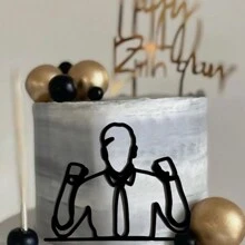 1pc Acrylic Gentleman Collar Cake Topper - Black - View 2