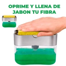 Soap Dispenser With Fiber For Kitchen Liquid Cleaning Gel - Silver - View 3