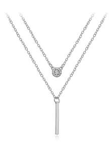 1入組新款925純銀雙層頸鍊,時尚簡約風格,是送給女友的絕佳情人節禮物,適合女士戴上的全配鋯石十字吊墜頸鍊,適用於婚禮、節慶和日常穿著