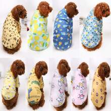 Fashionable Cartoon Printed Plush Warm Hoodie Two Legs Dog Clothes For Small Dog Breeds Like Teddy, Poodle - Blue - View 4