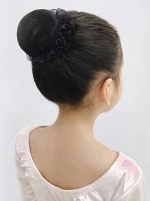 1 件女孩返校黑色、粉色、紫色芭蕾发髻发网，适合舞蹈课或舞台表演 - 黑色 - 查看 4