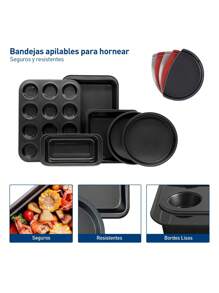 Moldes para Hornear 6 Piezas,  Antiadherente y Duradero en Acero al Carbono. Bluelander.