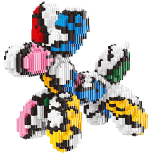 1 Set Of 1137pcs Building Blocks Included Creative Balloon Dog Design, Interlocking Blocks For Easy Household Cabinets Or Display Set Assembly, Perfect Gift For Family Or Kids On Holidays - Blue and White - View 3