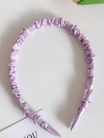 8 件裝兒童純色緞面褶皺髮帶