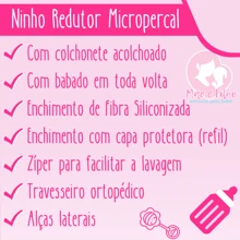 MeF Mae e Filho Kit Ninho Redutor de Berço Bebê + Almofada Amamentação para Amamentar 100% Poliéster com Enchimento - Rosa Bebê - Visão 5