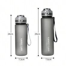1 bình nước thể thao 1000/650ml cho du lịch cắm trại ngoài trời, làm bằng Tritan với thiết kế kín, chống rò rỉ, nắp mở một nút bấm, bình nước uống trực tiếp - màu đen - Xem 3