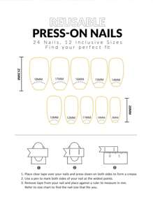 30件中长款棺材按压式美甲套装，带法式尖头、猫眼、笑脸图案，适合派对、婚礼、日常穿着等各种场合。包含1件果冻凝胶和1件缓冲块美甲用品 - 彩色 - 查看 3