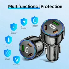 車載快速充電器,90w C 型車載充電器汽車配件,汽車配件點煙器 Usb 車載充電器兼容 Iphone 15 14/13/12/mini/pro/pro Max - 彩色 - 查看 3