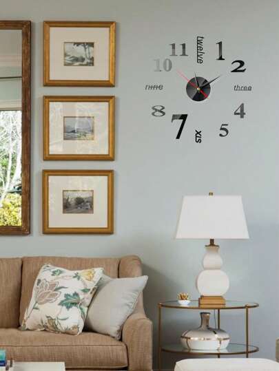 1set Creative Acrylic Large Diy Digital Clock, Black, Study, Living Room ation,Home ,Room Birthday Graduation Klok Wand Bedroom Dormitory Back To School view 2