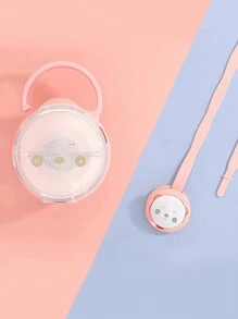 2件/套（1个收纳盒+1个防掉链，不含奶嘴）熊猫图案卡通奶嘴收纳盒/防丢链，适用于3岁以下婴幼儿，便携防尘套装（图案随机发送）
