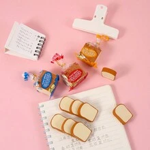 4 件（1 包）随机颜色吐司胡子橡皮擦散装橡皮擦面包形状橡皮擦适合儿童 4 件迷你新奇吐司面包橡皮擦可爱趣味食物铅笔橡皮擦适合学校和家庭奖励派对礼物 - 彩色 - 查看 3