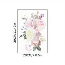 1pc Fresh Flower Toilet Sticker Pink Rose Removable Waterproof Vinyl Decal For Toilet Lid Tank Home Decor, 7.87*11.42in - Multicolor - View 3