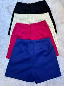 KIT 4 SHORT FEMININO MODA ALFAIATARIA - Azul - Visão 5