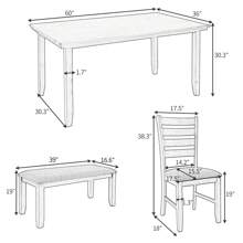 Nestfair Gray 6-Piece Wooden Dining Set with 4 Chairs and Bench