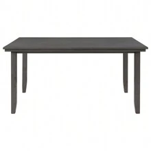 Nestfair Gray 6-Piece Wooden Dining Set with 4 Chairs and Bench
