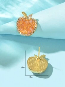 1對豪華鑽石橙色水晶果實蘋果耳釘,適合女性週年紀念日約會派對珠寶 - 橘色 - 查看 3