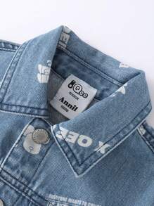 Annil 男童QEE Co品牌休閒純棉牛仔外套藍色 - 藍色 - 查看 5