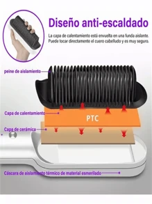 Cepillo Alaciador Electrico Plancha Alaciador De Pelo 2 En 1 - Blanco - Ver 6